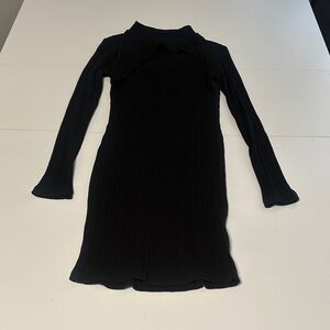 Lush Black Ribbed Dress
